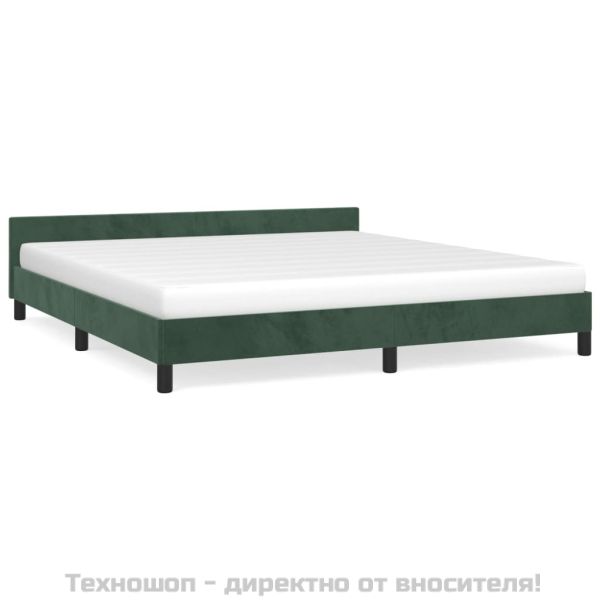 Рамка за легло без матрак, тъмнозелена, 180x200 см, кадифе