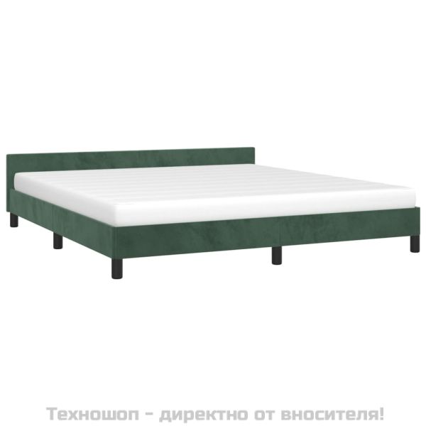 Рамка за легло без матрак, тъмнозелена, 180x200 см, кадифе