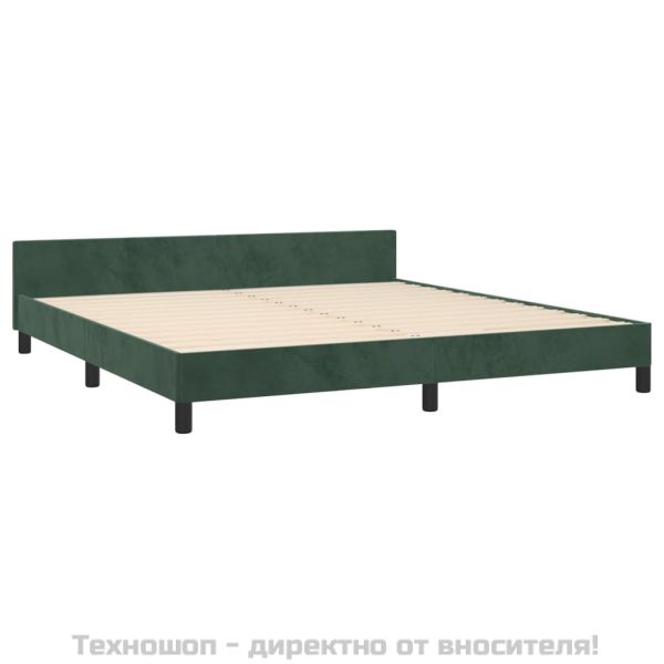Рамка за легло без матрак, тъмнозелена, 180x200 см, кадифе
