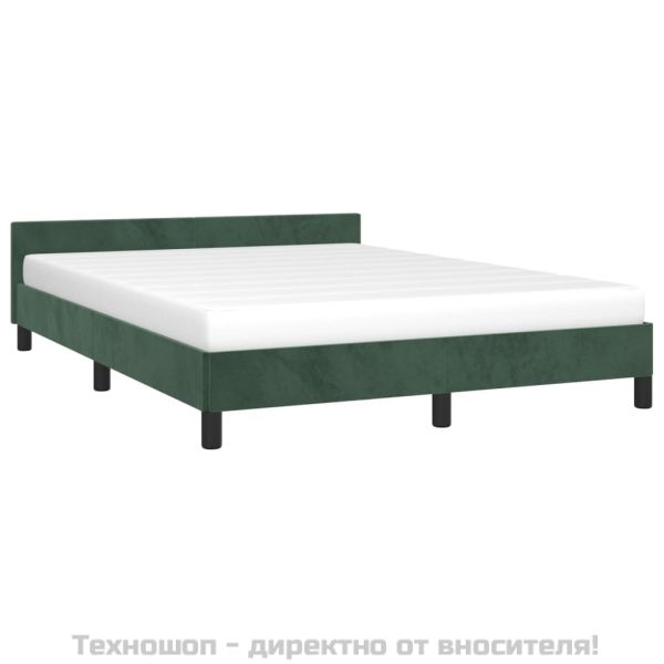 Рамка за легло без матрак, тъмнозелена, 140x200 см, кадифе