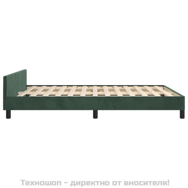 Рамка за легло без матрак, тъмнозелена, 140x200 см, кадифе