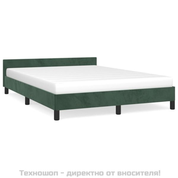 Рамка за легло без матрак, тъмнозелена, 140x190 см, кадифе