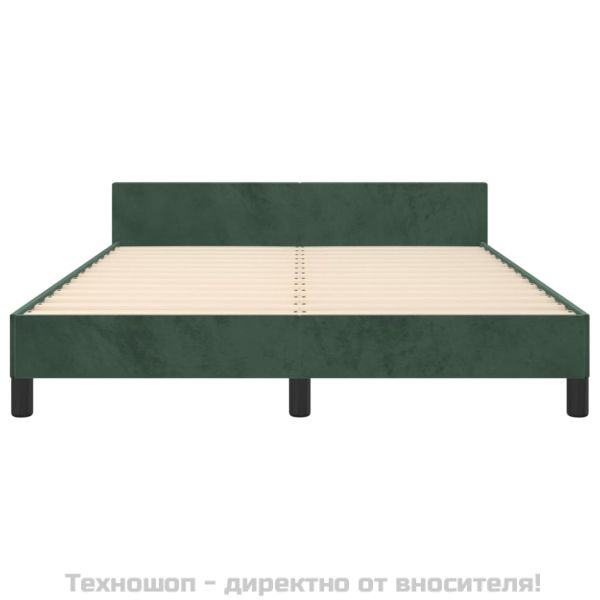 Рамка за легло без матрак, тъмнозелена, 140x190 см, кадифе