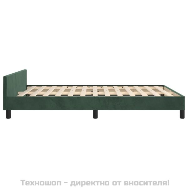 Рамка за легло без матрак, тъмнозелена, 140x190 см, кадифе