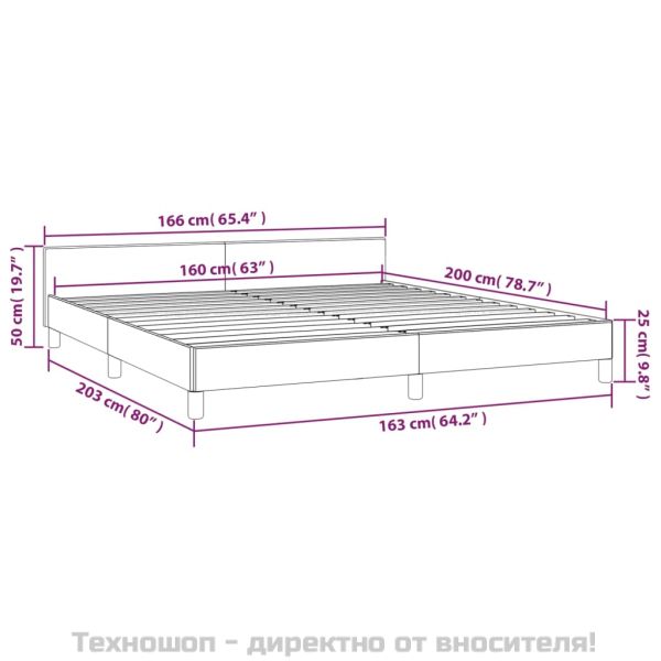 Рамка за легло без матрак, черна, 160x200 см, кадифе