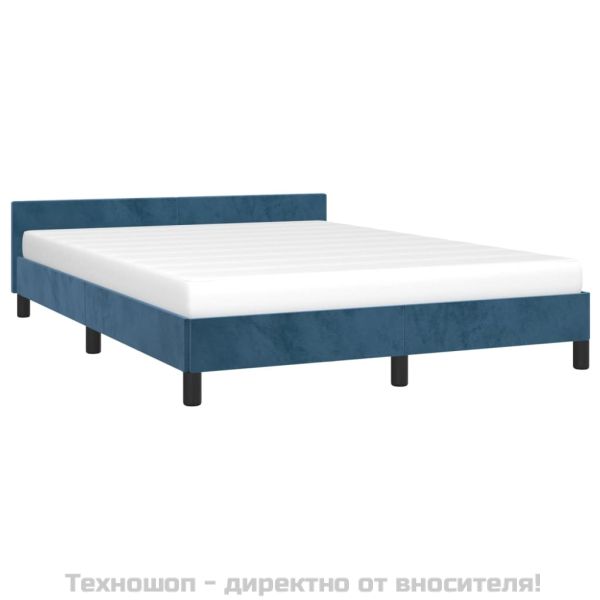 Рамка за легло без матрак, тъмносиня, 140x190 см, кадифе