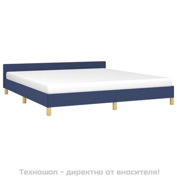 Рамка за легло с табла без матрак, синя, 160x200 см, плат