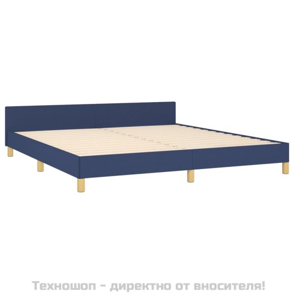 Рамка за легло с табла без матрак, синя, 160x200 см, плат