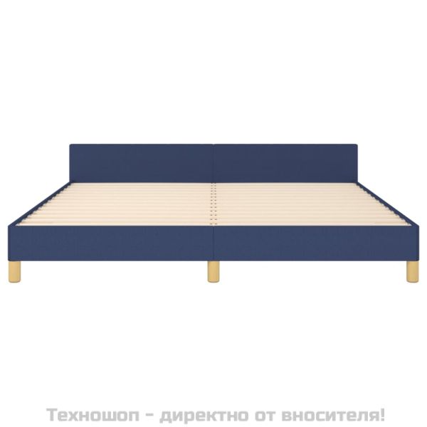 Рамка за легло с табла без матрак, синя, 160x200 см, плат