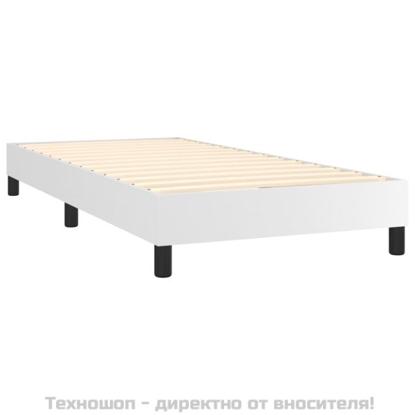 Боксспринг легло с матрак, бяло, 100x200 см, изкуствена кожа