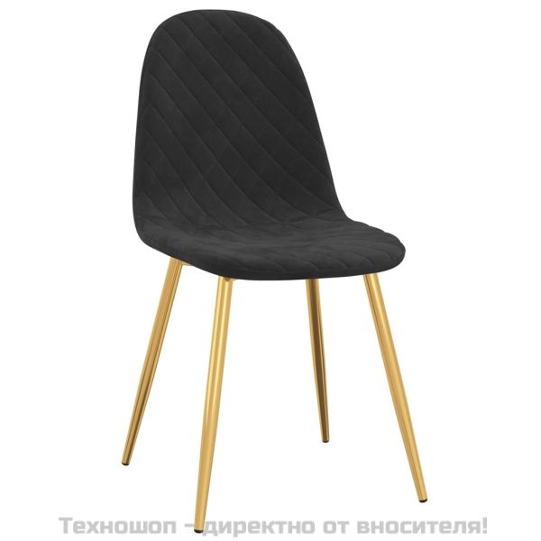 Трапезни столове, 2 бр, черни, кадифе
