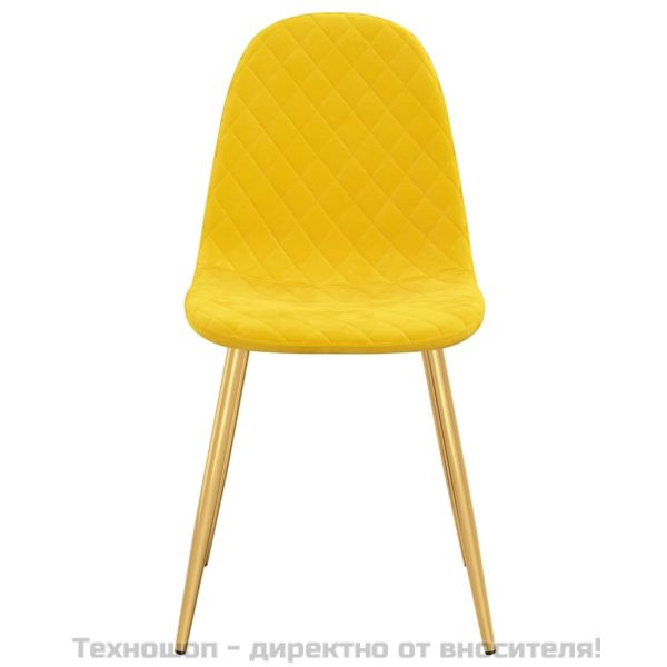 Трапезни столове, 4 бр, горчица, кадифе