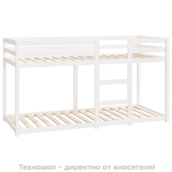 Двуетажно легло, бяло, 80x200 см, борово дърво масив