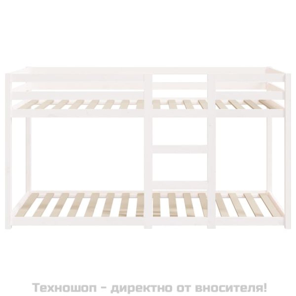 Двуетажно легло, бяло, 80x200 см, борово дърво масив