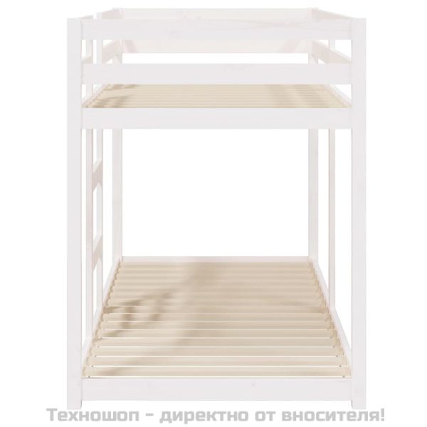 Двуетажно легло, бяло, 80x200 см, борово дърво масив