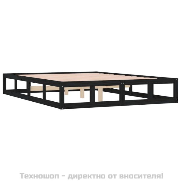 Рамка за легло черна 160x200 см масивно дърво
