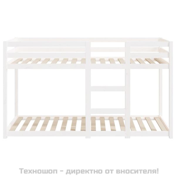 Двуетажно легло, бяло, 75x190 см, борово дърво масив