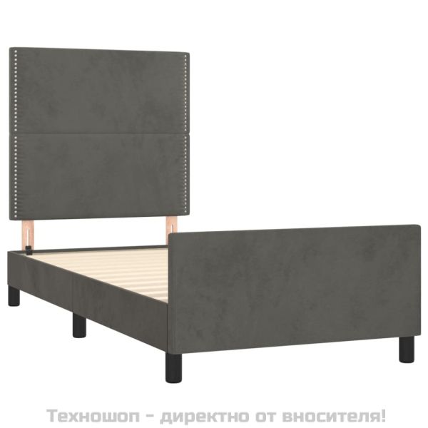 Рамка за легло без матрак, тъмносива, 100x200 см, кадифе