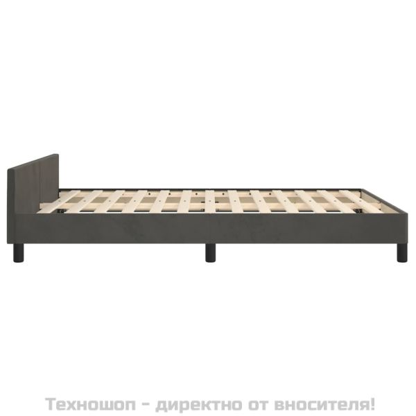 Рамка за легло без матрак, тъмносива, 140x190 см, кадифе
