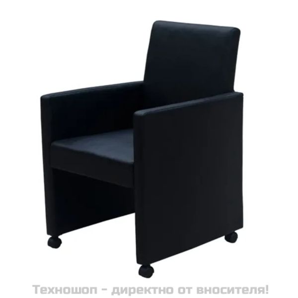 Трапезни столове, 2 бр, черни, изкуствена кожа