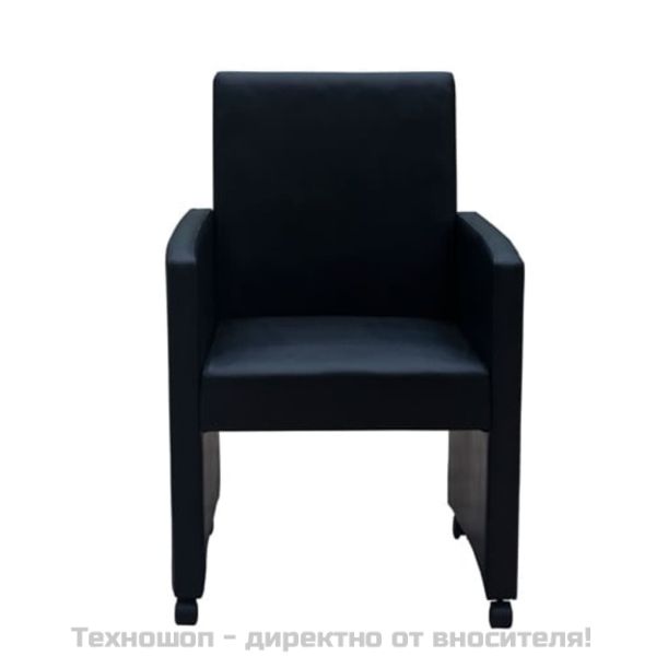 Трапезни столове, 2 бр, черни, изкуствена кожа