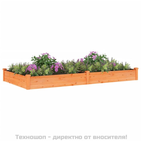 Градинска повдигната леха с вложка кафяв 240x120x25см ела масив