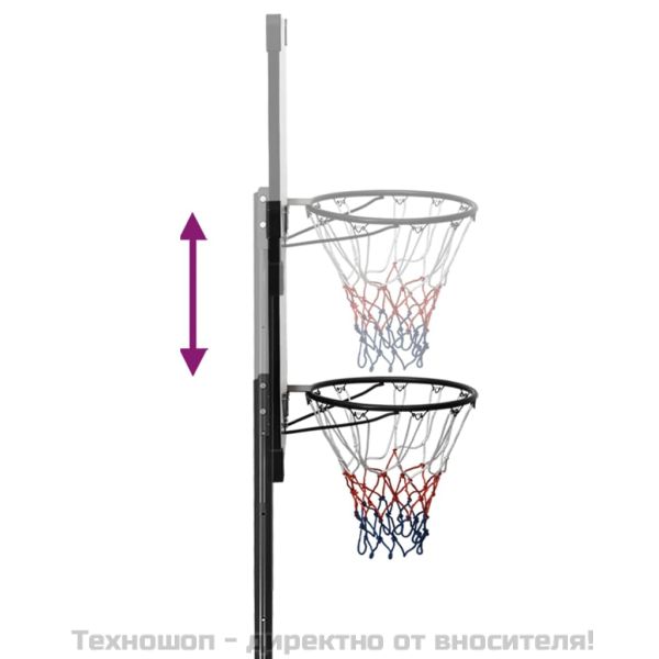 Баскетболна стойка, прозрачна, 280-350 см, поликарбонат