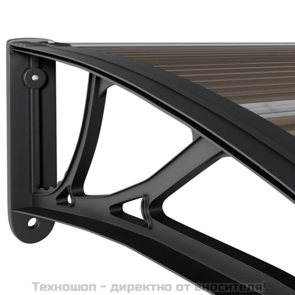 Навес за врата, черен, 400x75 см, поликарбонат