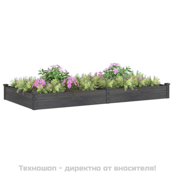 Градинска повдигната леха с вложка сива 240x120x25 см ела масив