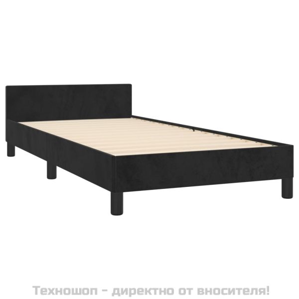 Рамка за легло с табла без матрак, черна, 90x200 см кадифе