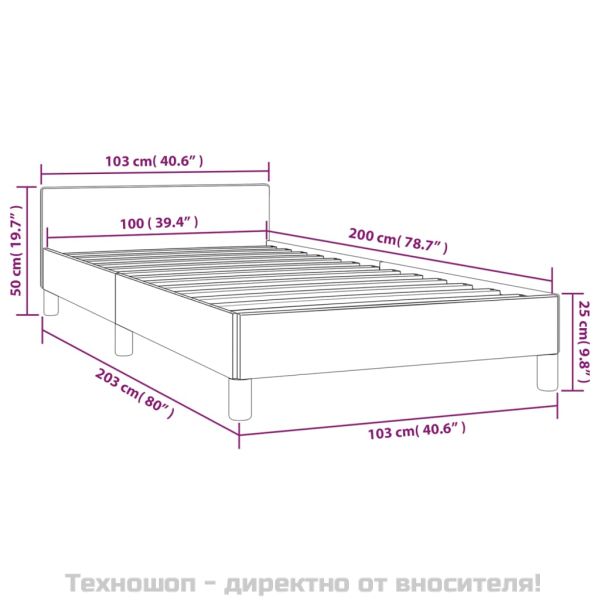 Рамка за легло без матрак, тъмносива, 100x200 см, плат