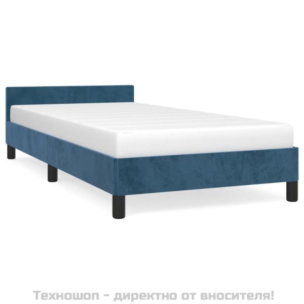 Рамка за легло без матрак, тъмносиня, 100x200 см, кадифе