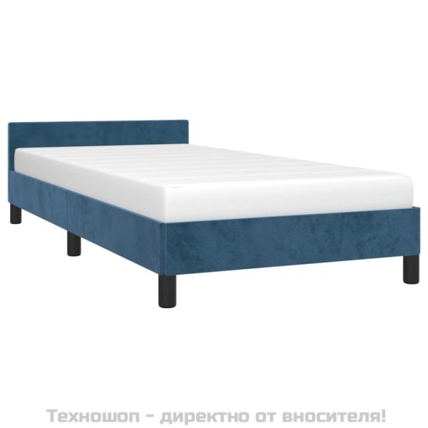 Рамка за легло без матрак, тъмносиня, 100x200 см, кадифе