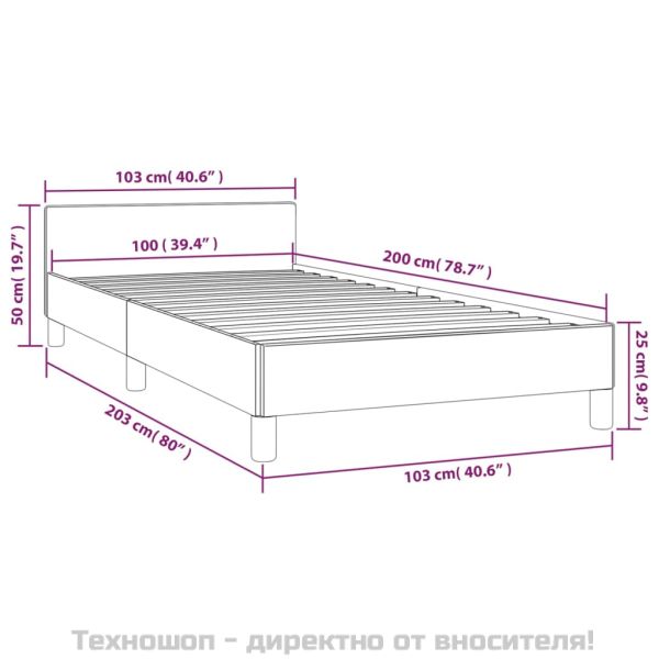 Рамка за легло без матрак, тъмносиня, 100x200 см, кадифе