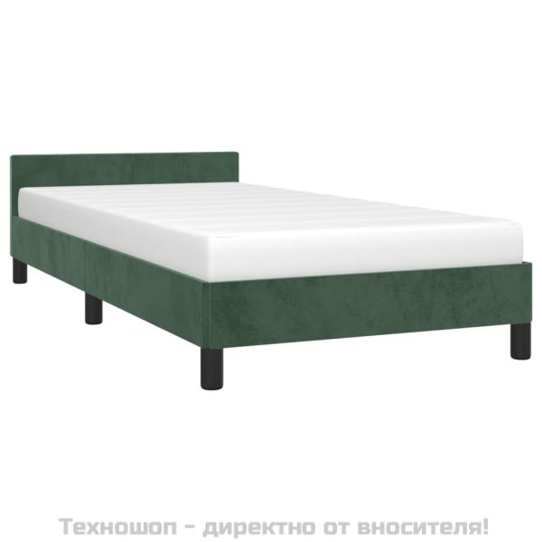 Рамка за легло без матрак, тъмнозелена, 90x200 см, кадифе