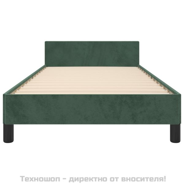 Рамка за легло без матрак, тъмнозелена, 90x200 см, кадифе