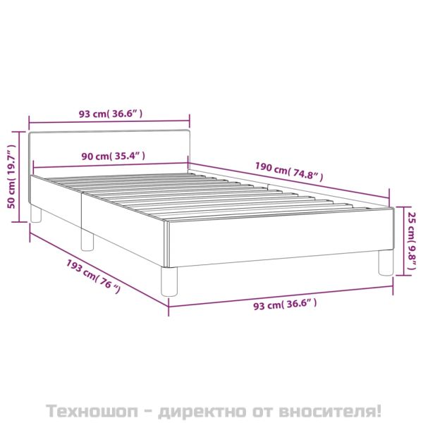 Рамка за легло без матрак, тъмносива, 90x190 см, плат