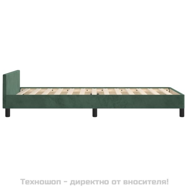 Рамка за легло без матрак, тъмнозелена, 90x190 см, кадифе