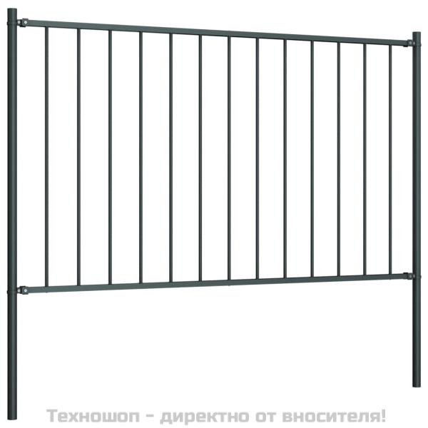 Ограден панел с колони, прахово боядисана стомана, 1,81x0,75 м, антрацит