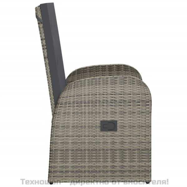 Накланящи градински столове с възглавници 2 бр полиратан сиви