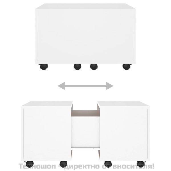 Маса за кафе, бяла, 60x60x38 см, инженерно дърво