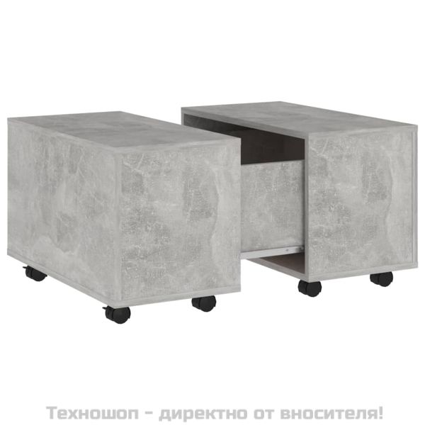 Маса за кафе, бетонно сива, 60x60x38 см, инженерно дърво