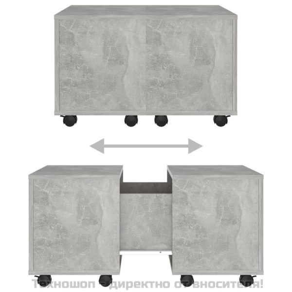 Маса за кафе, бетонно сива, 60x60x38 см, инженерно дърво