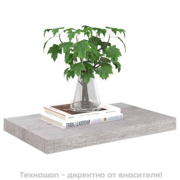Окачени стенни рафтове, 4 бр, бетонно сиви, 50x23x3,8 см, МДФ