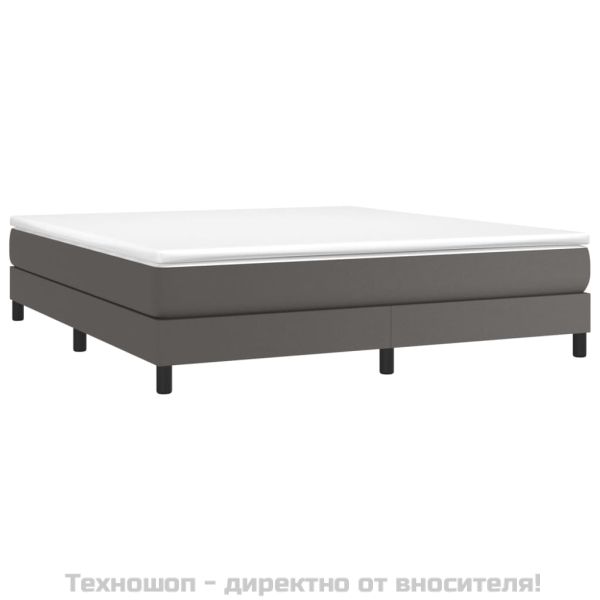 Рамка за легло с пружини сива 160x200 см изкуствена кожа