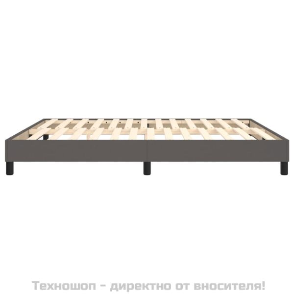 Рамка за легло с пружини сива 160x200 см изкуствена кожа