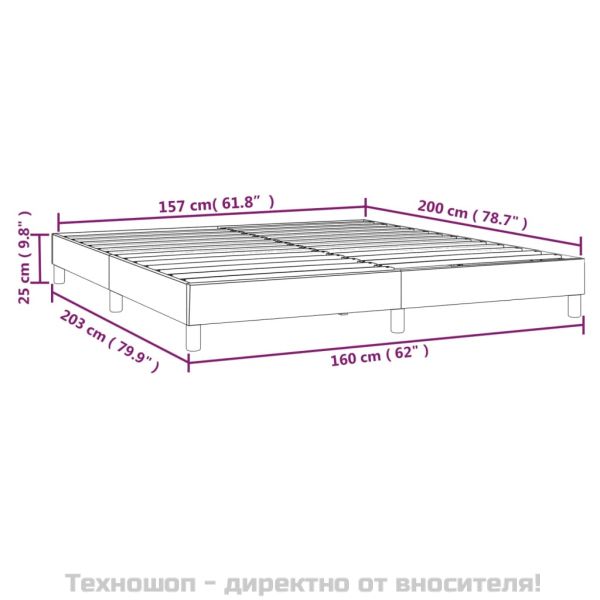Рамка за легло с пружини сива 160x200 см изкуствена кожа