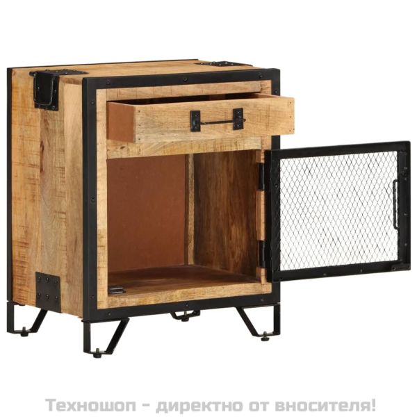 Нощно шкафче, 43x30x51 см, грубо мангово дърво масив