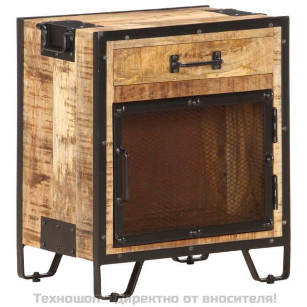 Нощно шкафче, 43x30x51 см, грубо мангово дърво масив