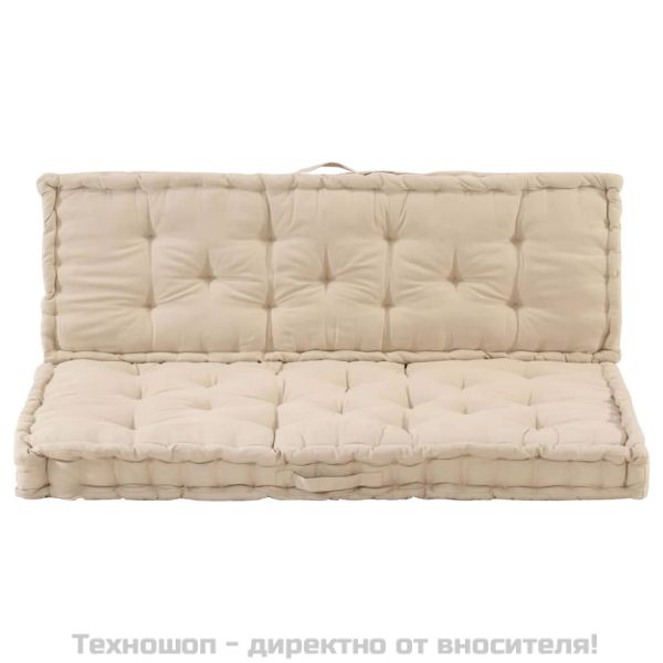 Палетни възглавници за под, 2 бр, памук, бежови